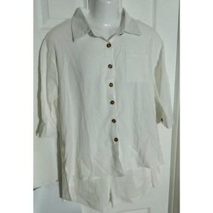 Zaayo Women's 2 Piece Cotton Linen Set Size Med White